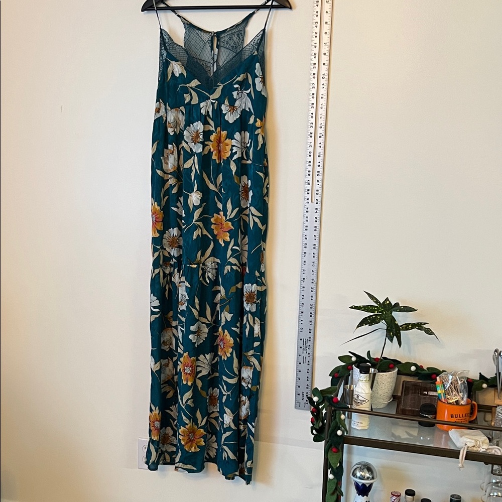 Love Stitch Teal Floral Maxi Dress
